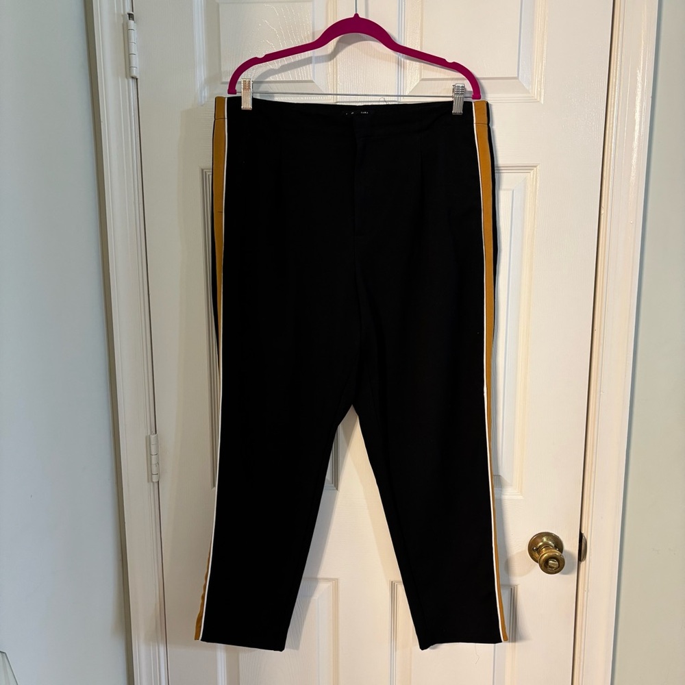Zara Black and Gold Slim Trousers
